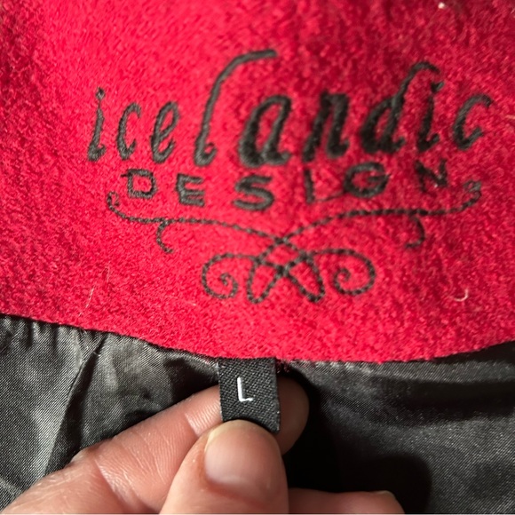 Icelandic Design Red 100% Boiled Wool Jacket Snap Front Women’s Size L Nordic - Picture 8 of 10